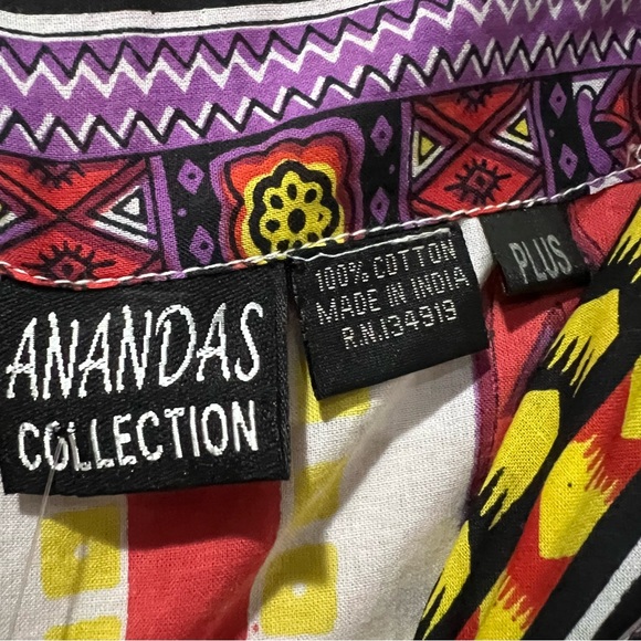 Anandas XL 💯 Cotton Made in India Boho Aztec kimono coverup top - Picture 6 of 6